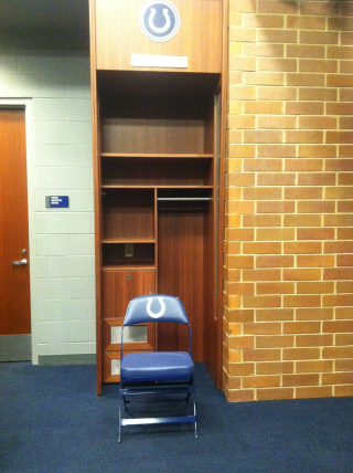 Illustration for article titled Peyton Manning's locker hasn't been used since the Colts released him.